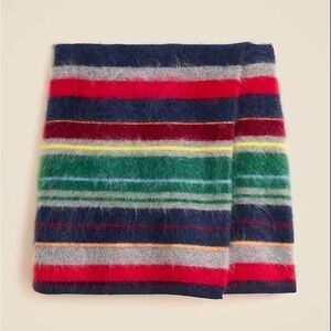 J. Crew Collection Brushed Cashmere Faux Wrap Vintage Stripe Skirt Holiday 2025